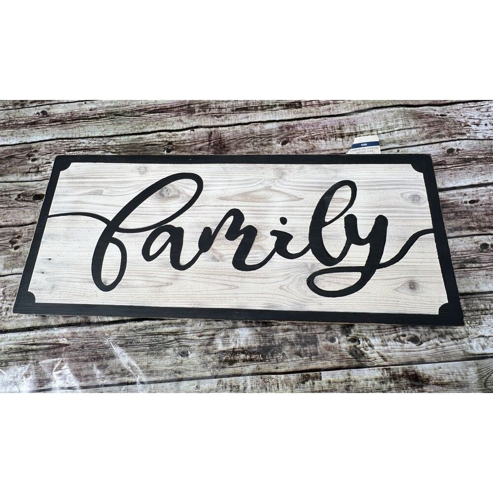 Family Wooden Sign/Shelf Sitter/Plaque Measures 24" x 10" x 2" Home Decor